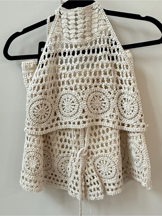 Somya Dresses & Skirts - Somya Collection Crochet Halter Crop Top and Mini Skirt Set